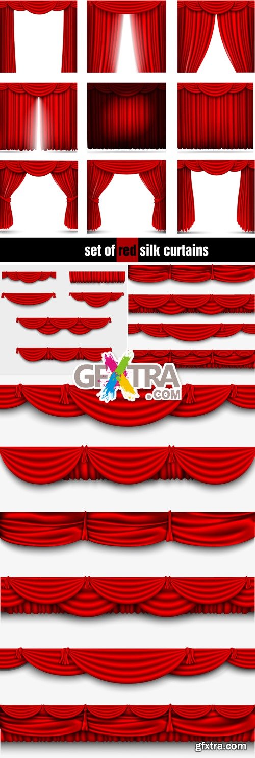 Red Silk Curtains Vector
