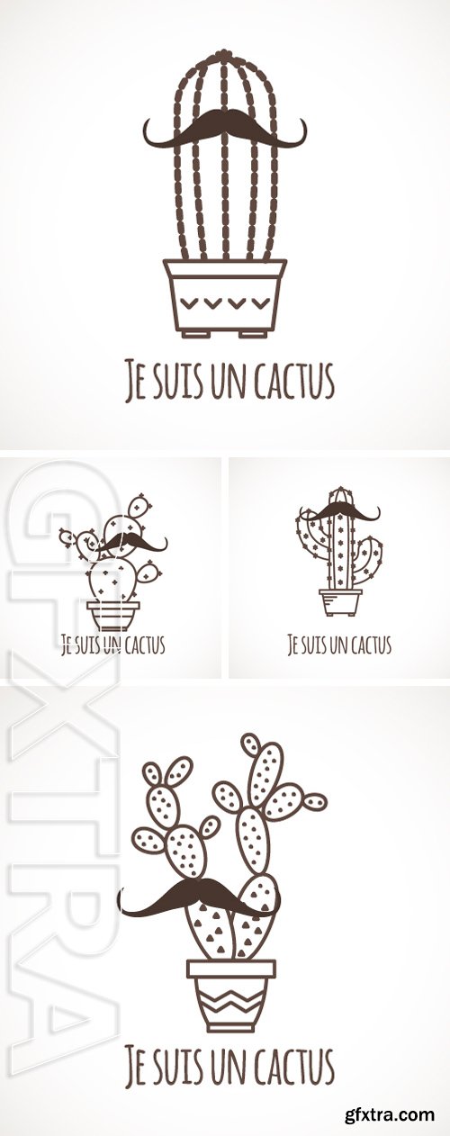 Stock Vectors - Funny cactus with a mustache. The inscription in French