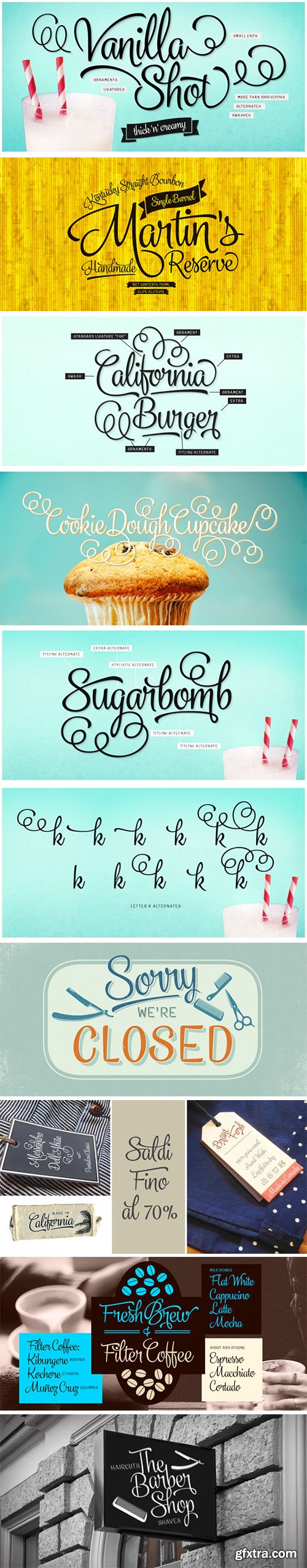 Vanilla Shot - Smooth Script with Ornament Set 5xOTF $59 NEW!