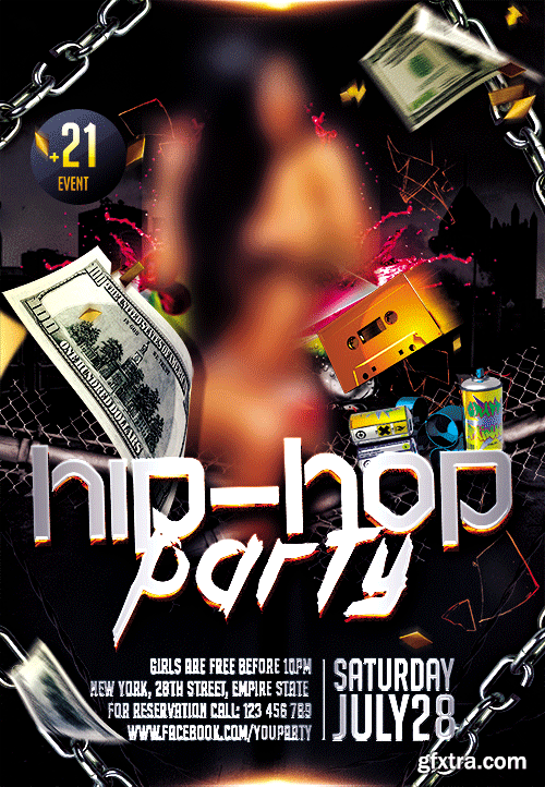 Hip-Hop Party Flyer PSD Template + Facebook Cover