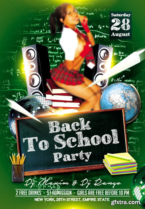 Back to School Party 2 &ndash; Flyer PSD Template + Facebook Cover