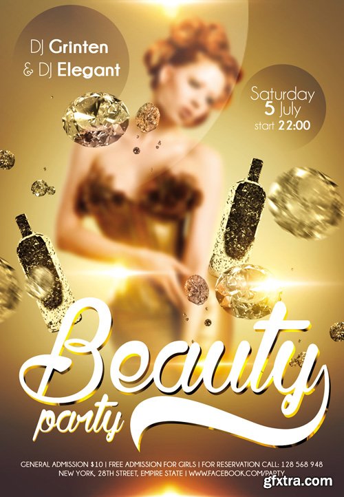 Beauty party &ndash; Flyer PSD Template + Facebook Cover