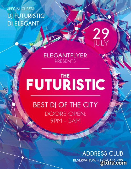 Futuristic Flyer &ndash; Flyer PSD Template + Facebook Cover