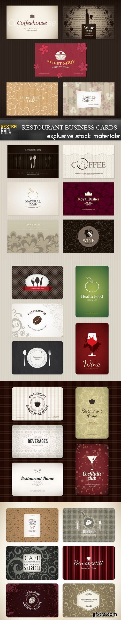 Restourant business cards - 5xEPS