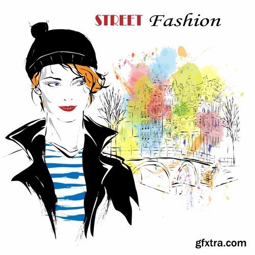 Illustrations of fashionable girls and fashion week - 25 Eps