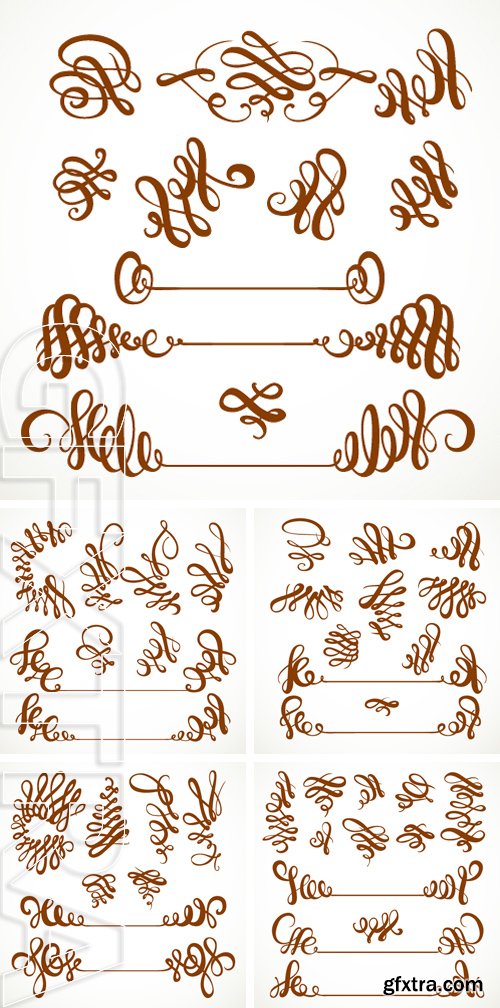 Stock Vectors - Calligraphic vintage elements set isolated on a white background