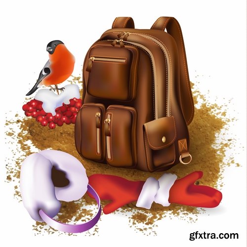 Collection of vector image tourism travel backpack for recreation flyer icon banner poster 25 Eps