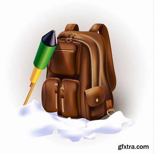 Collection of vector image tourism travel backpack for recreation flyer icon banner poster 25 Eps