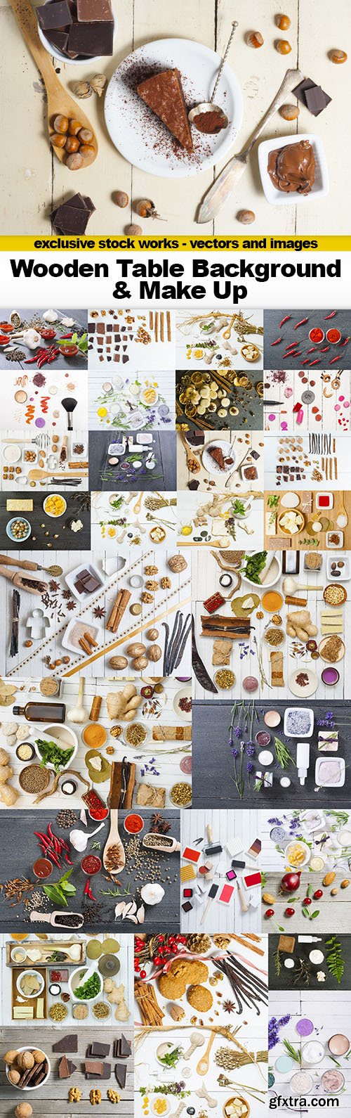 Wooden Table Background &amp; Make Up - 30x JPEG
