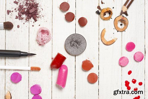 Wooden Table Background &amp; Make Up - 30x JPEG