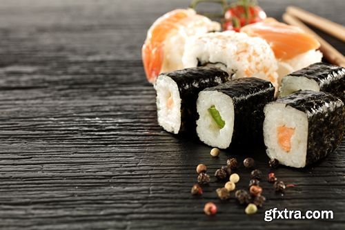Sushi with wooden sticks
