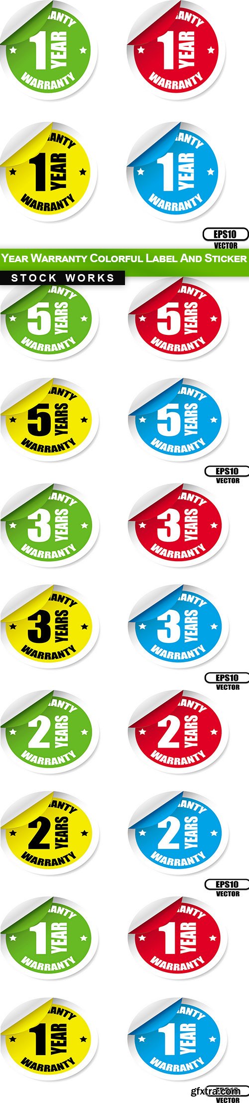 Year Warranty Colorful Label And Sticker - 4 EPS