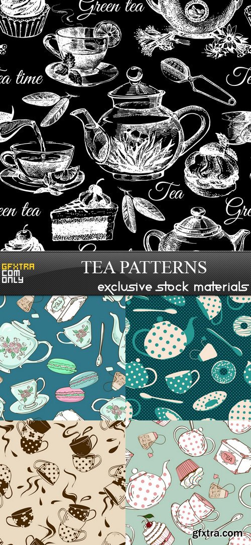 Tea Patterns - 5xEPS