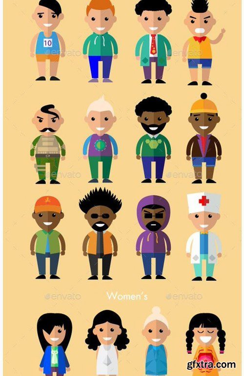 Graphicriver 25 Flat Characters Design Vector Pack 12212224