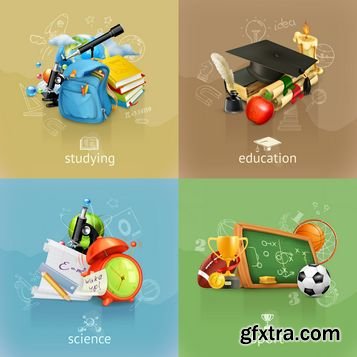School collection of icons and elements in Vector