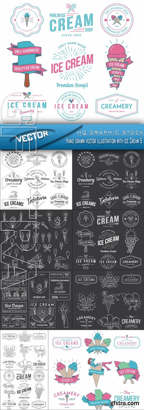 Stock Vector - Hand drawn vector illustration with ice Cream 5