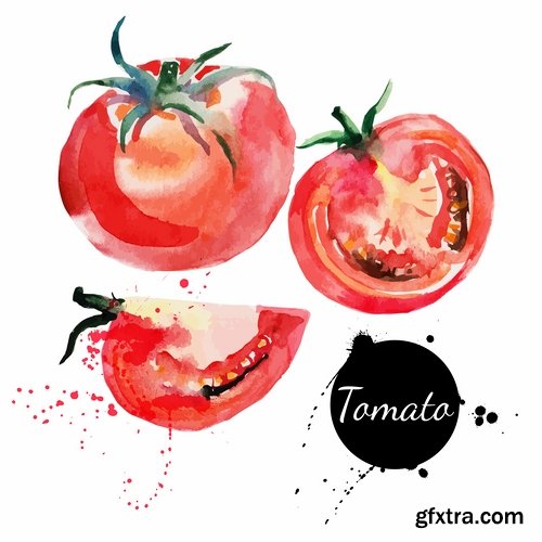 Watercolor vegetables and fruit creative atr - 25 Eps