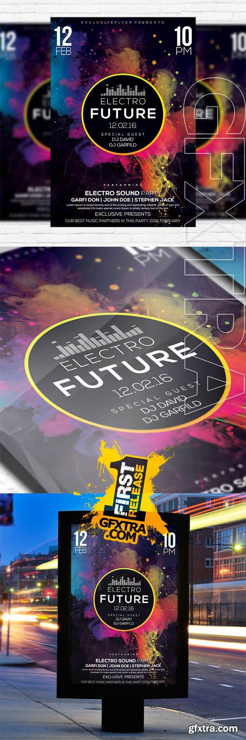 Electro 2 - Flyer Template + Facebook Cover