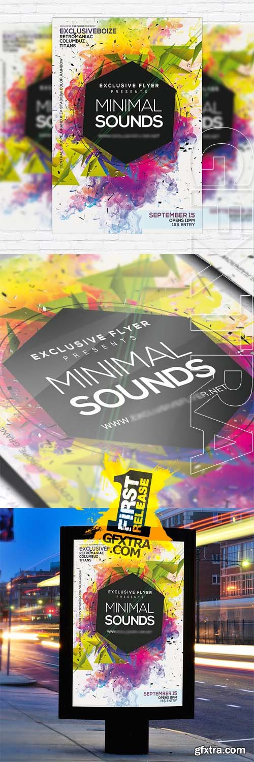 Minimal Sounds &ndash; Flyer Template + Facebook Cover