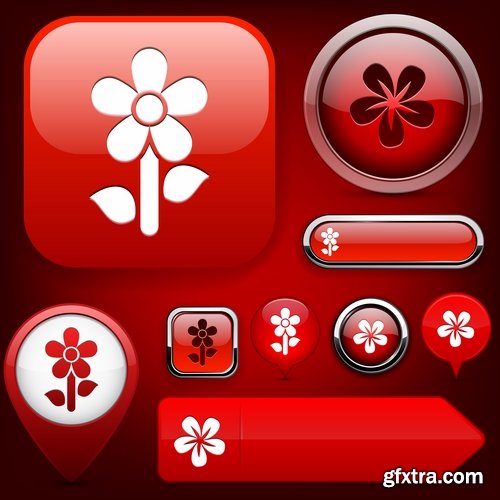 Collection of vector elements picture web design button icon tool #2-25 Eps
