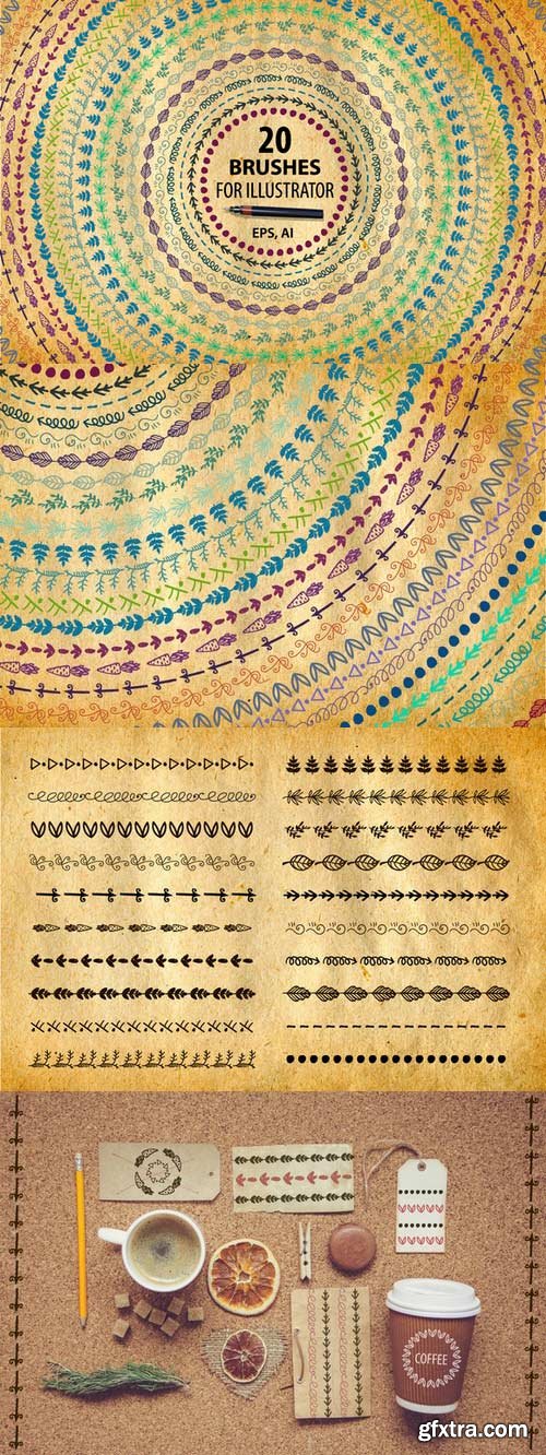 CM - 20 Vector Illustrator Brushes 359177 CM - 20 Vector Illustrator Brushes 359177