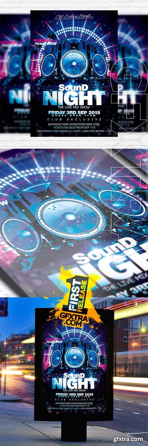 Sound Night - Flyer Template + Facebook Cover