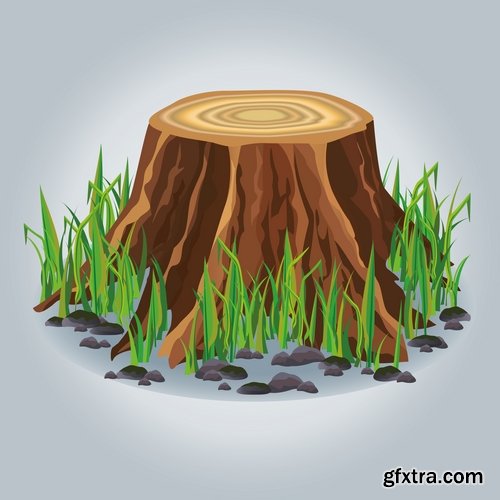 Vector collection picture old stump truncated tree 23 Eps