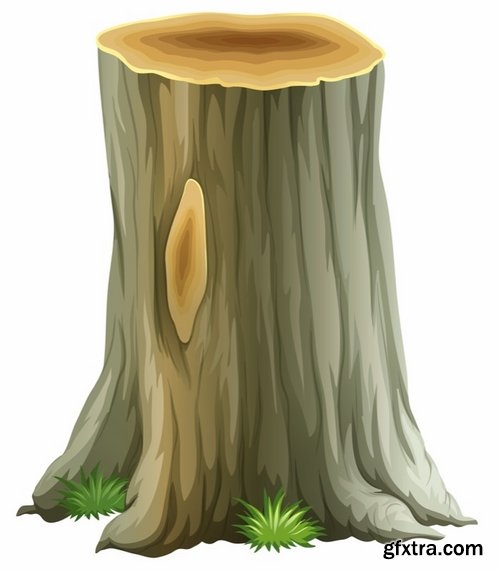Vector collection picture old stump truncated tree 23 Eps