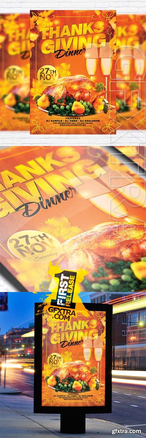 Thanksgiving Dinner - Flyer Template + Facebook Cover Thanksgiving Dinner - Flyer Template + Facebook Cover