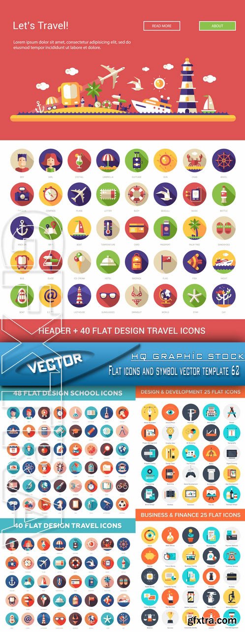Stock Vector - Flat icons and symbol vector template 62