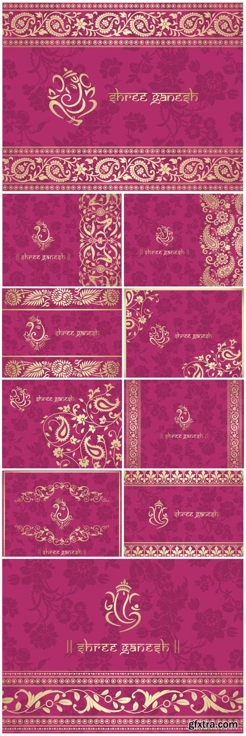 Indian Patterns - Pink Vector Backgrounds 10xEPS Indian Patterns - Pink Vector Backgrounds 10xEPS