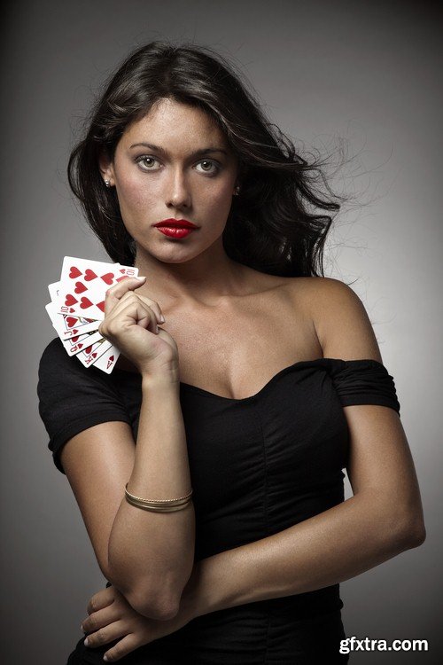 Woman with playing cards