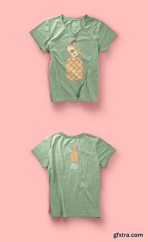 Woman Psd Marl T-shirt Mockup Vol 2
