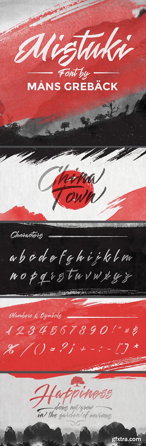 Mistuki - Brush Strokes, Tattoo Design &amp; Asian Typography 4xOTF $59 NEW!