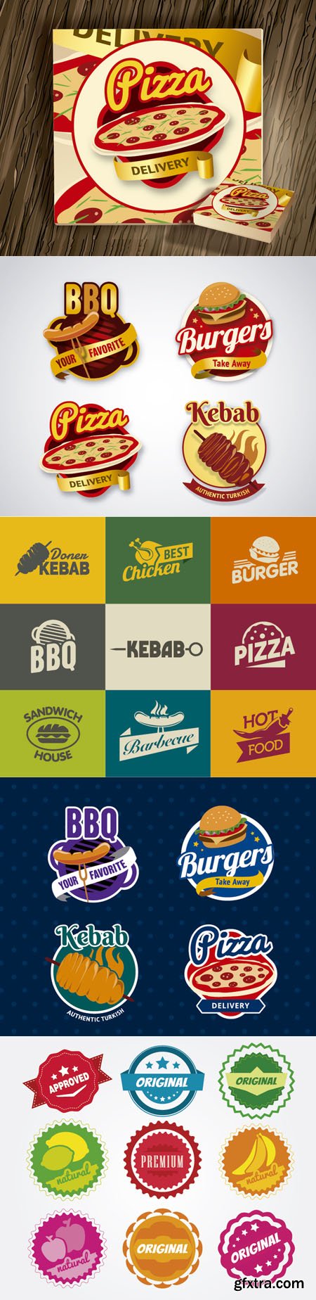 Fast Food Restaurant & Pizza Logos in Vector