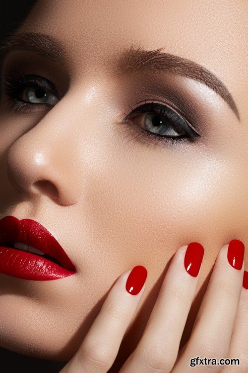 Red lips and red nails