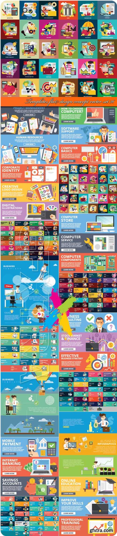 Templates flat design concept vector set 36