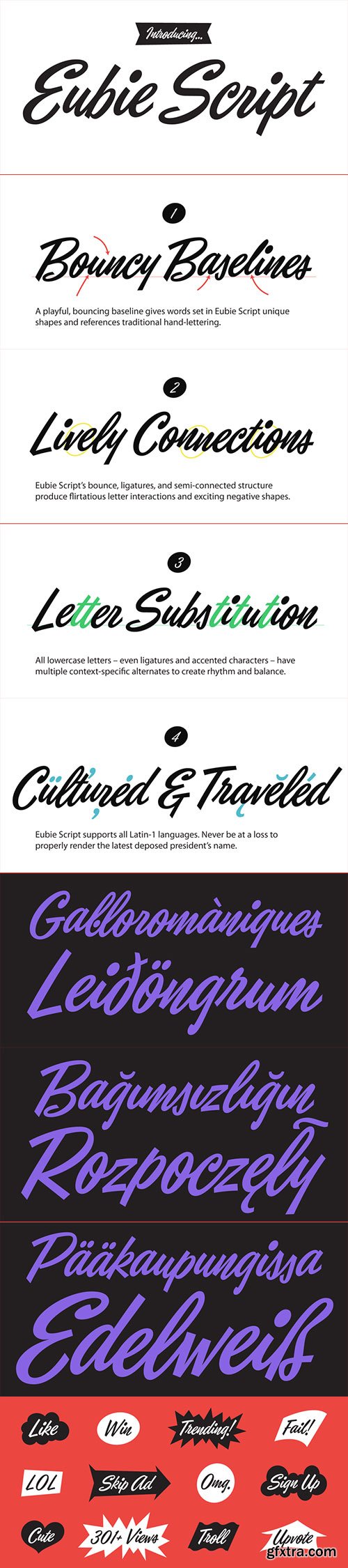 Eubie Script - A Casual Semi-Connected Script OTF $30 Eubie Script - A Casual Semi-Connected Script OTF $30