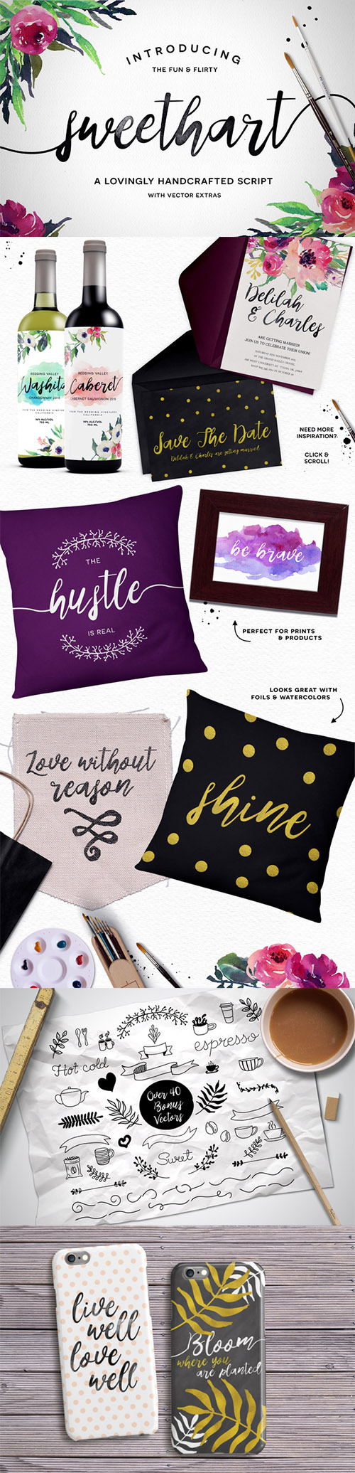 CM Sweethart Script + Vectors Font 375527 CM Sweethart Script + Vectors Font 375527