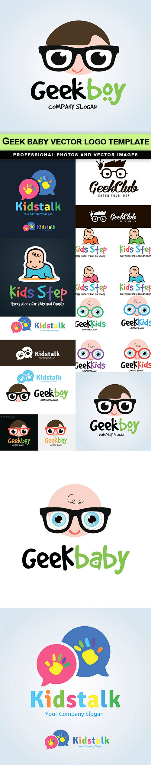 Geek baby vector logo template - 10 EPS