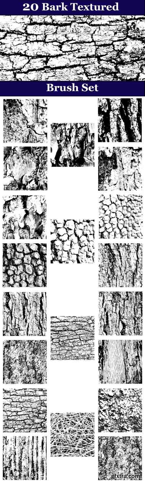 20 Bark Texture Brush Set