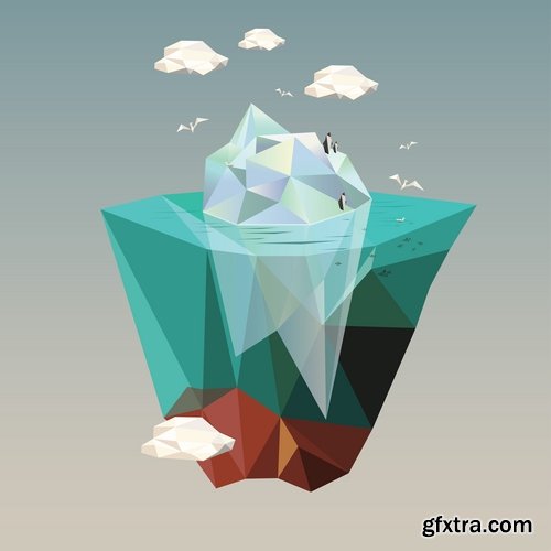 Collection of vector picture sea ice iceberg infographics 25 EPS