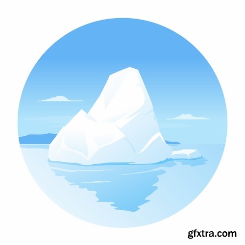 Collection of vector picture sea ice iceberg infographics 25 EPS