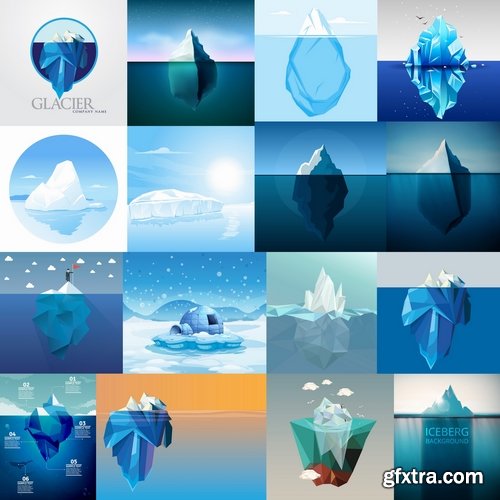 Collection of vector picture sea ice iceberg infographics 25 EPS Collection of vector picture sea ice iceberg infographics 25 EPS