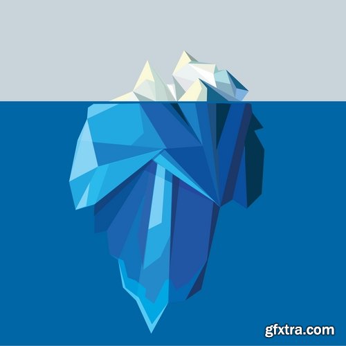 Collection of vector picture sea ice iceberg infographics 25 EPS
