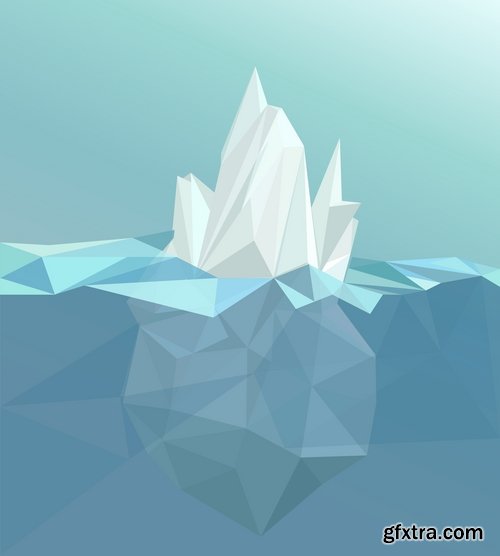 Collection of vector picture sea ice iceberg infographics 25 EPS