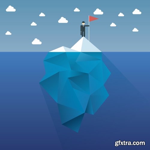 Collection of vector picture sea ice iceberg infographics 25 EPS