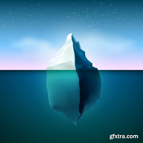 Collection of vector picture sea ice iceberg infographics 25 EPS