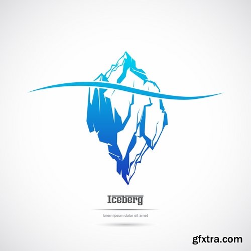 Collection of vector picture sea ice iceberg infographics 25 EPS