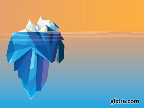 Collection of vector picture sea ice iceberg infographics 25 EPS